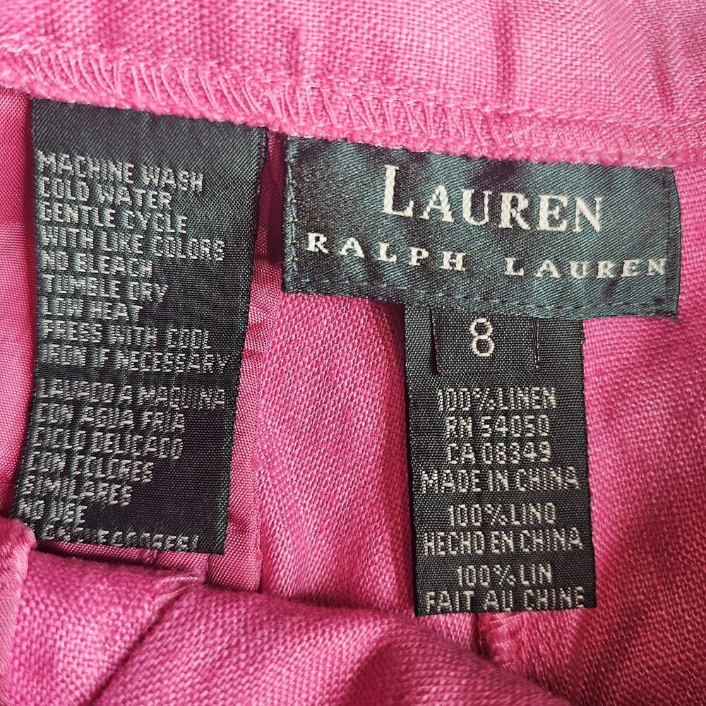 Ralph Lauren Women's Chino Shorts Hot Pink 8 Linen Coastal Summer Festival - Picture 5 of 7